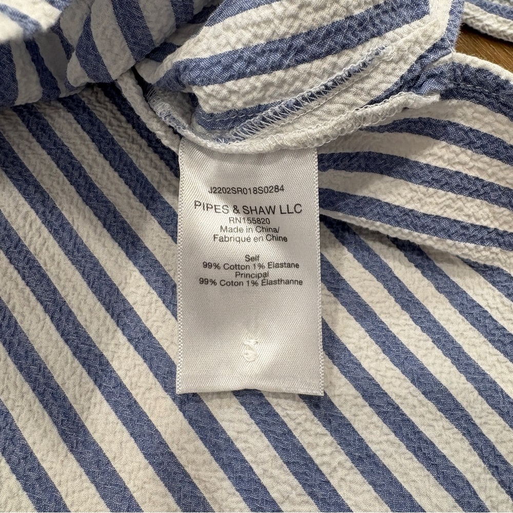 🌟VERONICA BEARD🌟 JEANS CALISTO STRIPED SEERSUCKER BLOUSE BLUE / WHITE M - Picture 8 of 10
